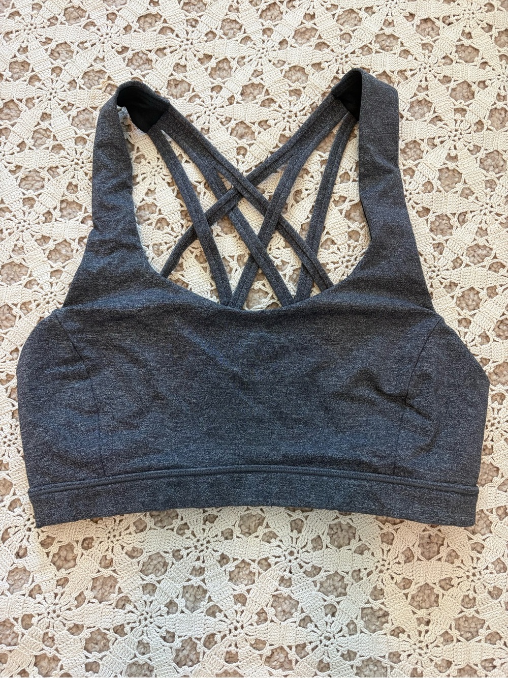 Lululemon Free To Be Serene Sports Bra Heathered Black/Gray Size 4